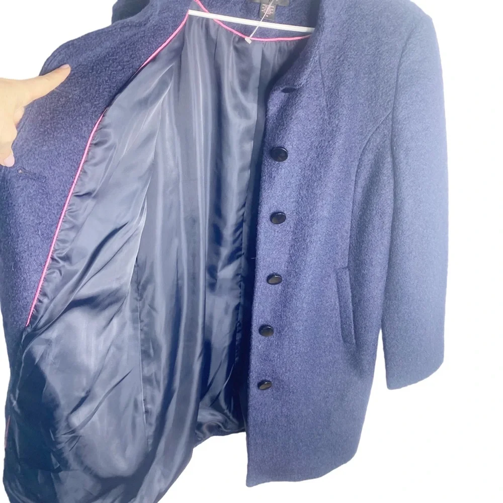 Victoria’s Secret navy blue boucle dress coat trench coat - Picture 2 of 7